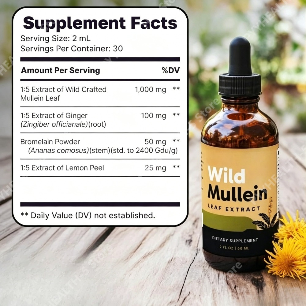 Wild Mullein Leaf Drops with G - Herbal Wellness Supplement review and price